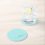 Posavasos Redondo De Papel Nombre de Monograma del Guión Azul Verde azulado M<br><div class="desc">Astras de papel de monograma Aqua Blue Verde azulada Sencilla Script. Esto hace que la graduación perfecta, el cumpleaños, el boda, la ducha de novia, el aniversario, la ducha de bebé o la fiesta de soltera sea un regalo para alguien que ama el lujo glam y los estilos de moda....</div>