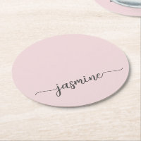 Nombre de monograma en guión rosa sonrosado firma