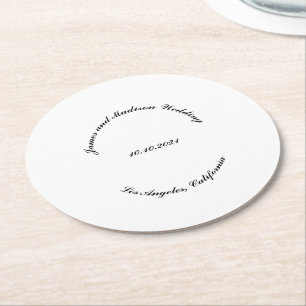 Posavasos Redondo De Papel Nombre del personalizar, boda de letras curvadas n