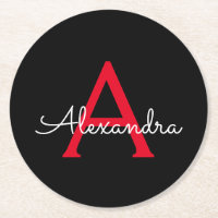 Nombre monograma femenino de escritura roja y negr