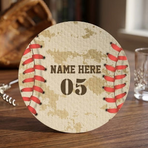 Posavasos Redondo De Papel Nombre Número de Béisbol Vintage Personalizado Ret