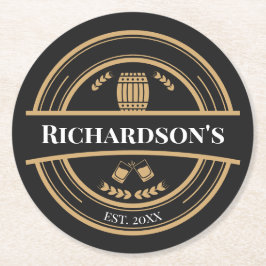 Posavasos Redondo De Papel Nombre personalizado Año Est