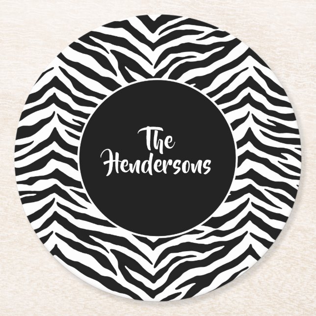 Posavasos Redondo De Papel Nombre personalizado del conjunto de los recipient (Anverso)