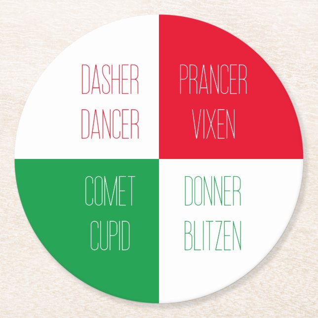 Posavasos Redondo De Papel NOMBRES REINDEER BASES DE papel redondo (Anverso)