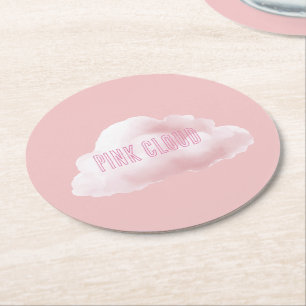 Posavasos Redondo De Papel Nube Rosa