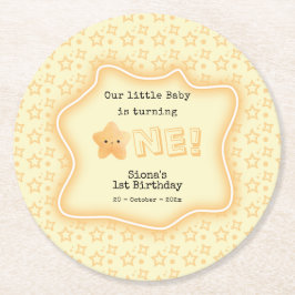 Posavasos Redondo De Papel Nuestro bebé cumple un lindo cumpleaños