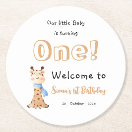 Posavasos Redondo De Papel Nuestro bebé cumple un lindo cumpleaños