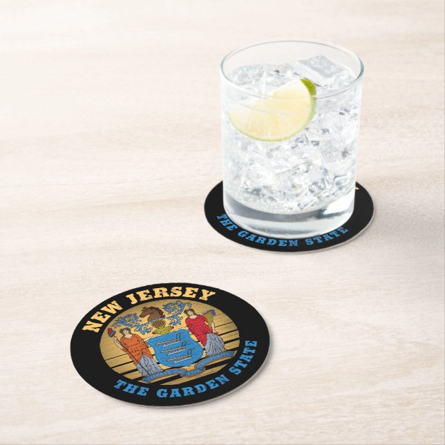 POSAVASOS REDONDO DE PAPEL NUEVA BANDERA ESTATAL JERSEY GARDEN (In situ)