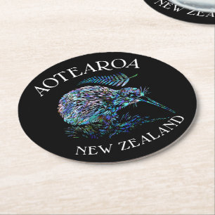 POSAVASOS REDONDO DE PAPEL NUEVA ZEALAND KIWI PAUA