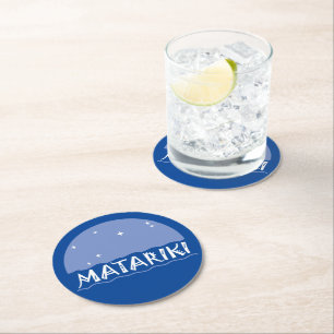 Posavasos Redondo De Papel Nueva Zelandia Siete Hermanas Maori MATARIKI 1a
