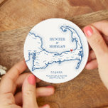 Posavasos Redondo De Papel Ocean Edge MAMÁES Brewster Boda de Cape Cod<br><div class="desc">Saludos a los grandes tiempos en Cape Cod en la celebración de su boda costero en Brewster con estas galerías personalizadas de papel de papel azul marino de Cape Cod. Máster de papel personalizado perfecto para su tarta de almejas de Cape Cod, fiesta de compromiso, Fiesta de bienvenida Boda, hora...</div>