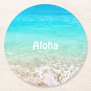 Posavasos Redondo De Papel Océano hawaiano tropical Aloha