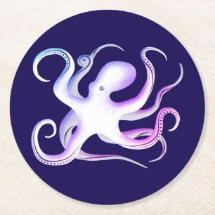 Posavasos Redondo De Papel Octopus blanco