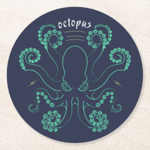 Posavasos Redondo De Papel Octopus Cephalopod Tentacles