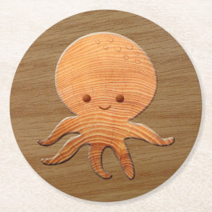 Posavasos Redondo De Papel Octopus Personalizado Cuidadoso Con Impresión De M