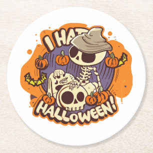Posavasos Redondo De Papel odio Halloween