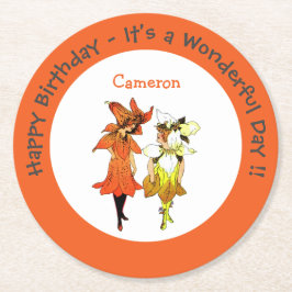 Posavasos Redondo De Papel Oferta de Fiesta de Flor Whimsical Trillium Tiger-