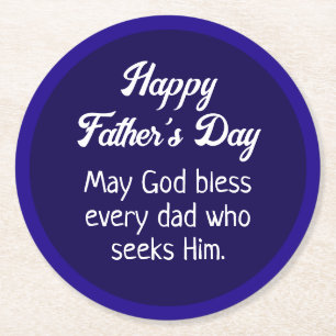 Posavasos Redondo De Papel Oración simple feliz día del padre: azul oscuro
