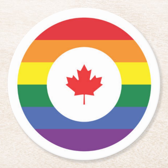 Posavasos Redondo De Papel Orgullo gay de Canadá (Anverso)