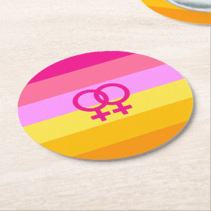 Posavasos Redondo De Papel Orgullo Lesbiana Dawn Pride Mujeres que Aman a Muj