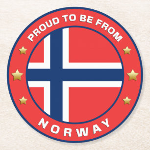 Posavasos Redondo De Papel Orgulloso De Ser De Noruega