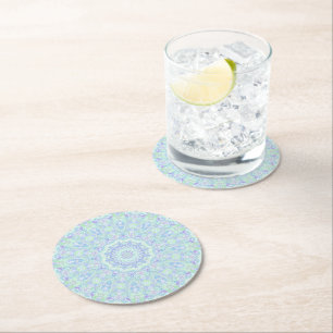 Posavasos Redondo De Papel Ornato sicodélico colorido Hippie Mandala