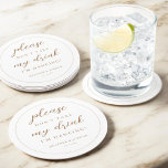 Posavasos Redondo De Papel Oro, por favor, no tomes mi bebida, estoy bailando<br><div class="desc">Por favor no bebas mi bebida estoy bailando Bodas.</div>