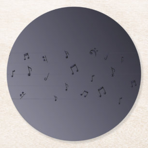 Posavasos Redondo De Papel Oscuro Ombre Musical Notes Gray