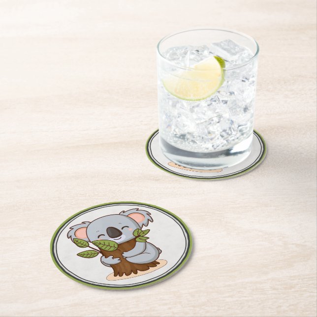 Posavasos Redondo De Papel Oso de koala arbolando (In situ)