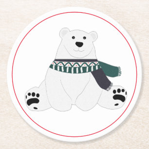 Posavasos Redondo De Papel Oso Polar Con Cubierta