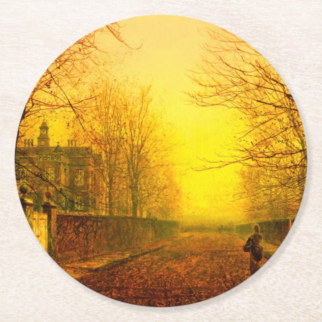 Posavasos Redondo De Papel Otoño Dorado John Atkinson Grimshaw (Anverso)
