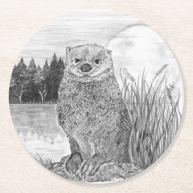 Posavasos Redondo De Papel Otter (Anverso)