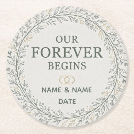 Posavasos Redondo De Papel Our Forever Begins Romantic Marriage Proposal