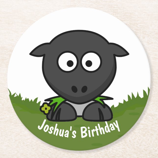 Posavasos Redondo De Papel Ovejas redondas (Anverso)