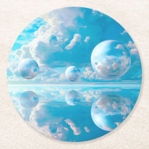 Posavasos Redondo De Papel Paisaje natural surreal cielo soñador