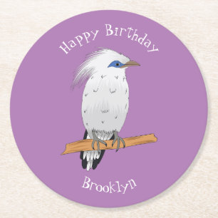 Posavasos Redondo De Papel Pájaro tropical exótico de Bali Mina