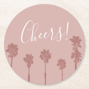 Posavasos Redondo De Papel Palm Tree Romance Boda Suite