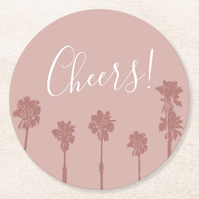 Posavasos Redondo De Papel Palm Tree Romance Boda Suite (Anverso)