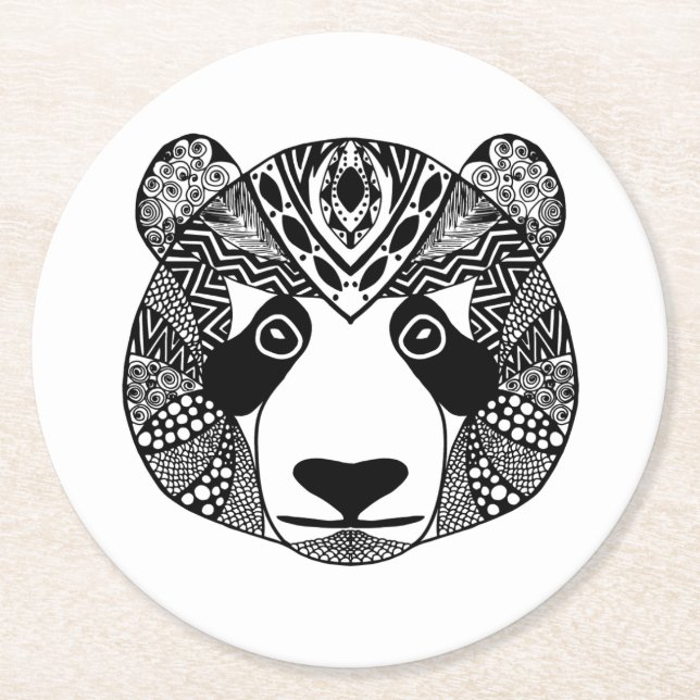 Posavasos Redondo De Papel Panda inspirada (Anverso)