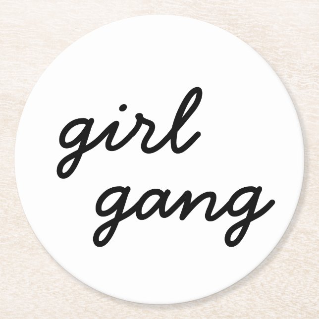 Posavasos Redondo De Papel pandilla de chicas lindo guion feminista moderno p (Anverso)