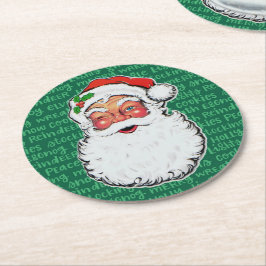 Posavasos Redondo De Papel Papá Noel de Navidad Guiña Lindo Patrón Festivo Li