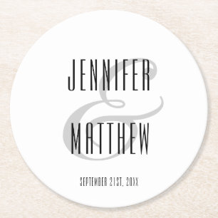 Posavasos Redondo De Papel Papel blanco moderno elegante de la recepción