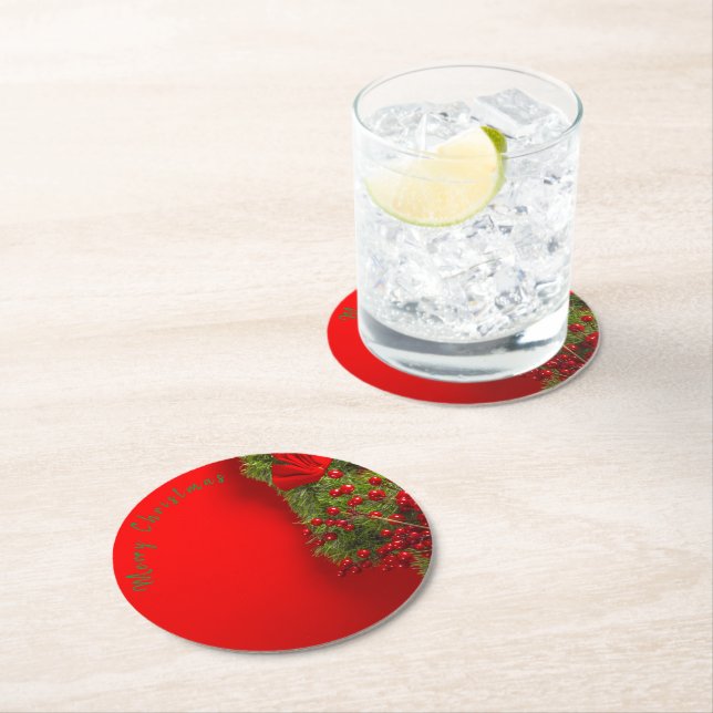 Posavasos Redondo De Papel Papel Coaster Navidad (In situ)