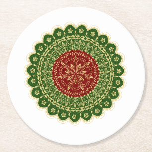 Posavasos Redondo De Papel Papel de arte de Mandala