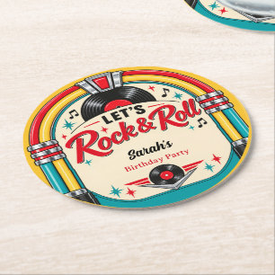 Posavasos Redondo De Papel Papel de Coasters de Cumpleaños de Rock and Roll R