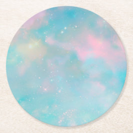 Posavasos Redondo De Papel Papel de ensueño celeste