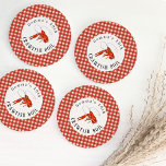 Posavasos Redondo De Papel Papel de Fiesta de mariscos Red Gingham Crawfish<br><div class="desc">Un ilustracion de langosta hecho a mano hace que esta montaña de papel de fiesta de langosta hierva como hilo conductor frente a los clásicos mariscos hirviendo el fondo de gingham rojo. Ya sea un cumpleaños, un compromiso, el Mardi Gras o sólo el buen tiempo, los boils de la langosta...</div>