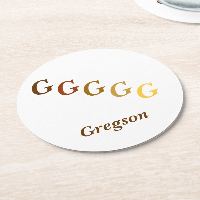 Posavasos Redondo De Papel Papel de montaña rusa - Iniciales y nombre en Brow (En perspectiva)