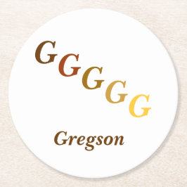 Posavasos Redondo De Papel Papel de montaña rusa - Iniciales y nombre en Brow