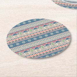 Posavasos Redondo De Papel Papel estilo azteca del árbol de Navidad